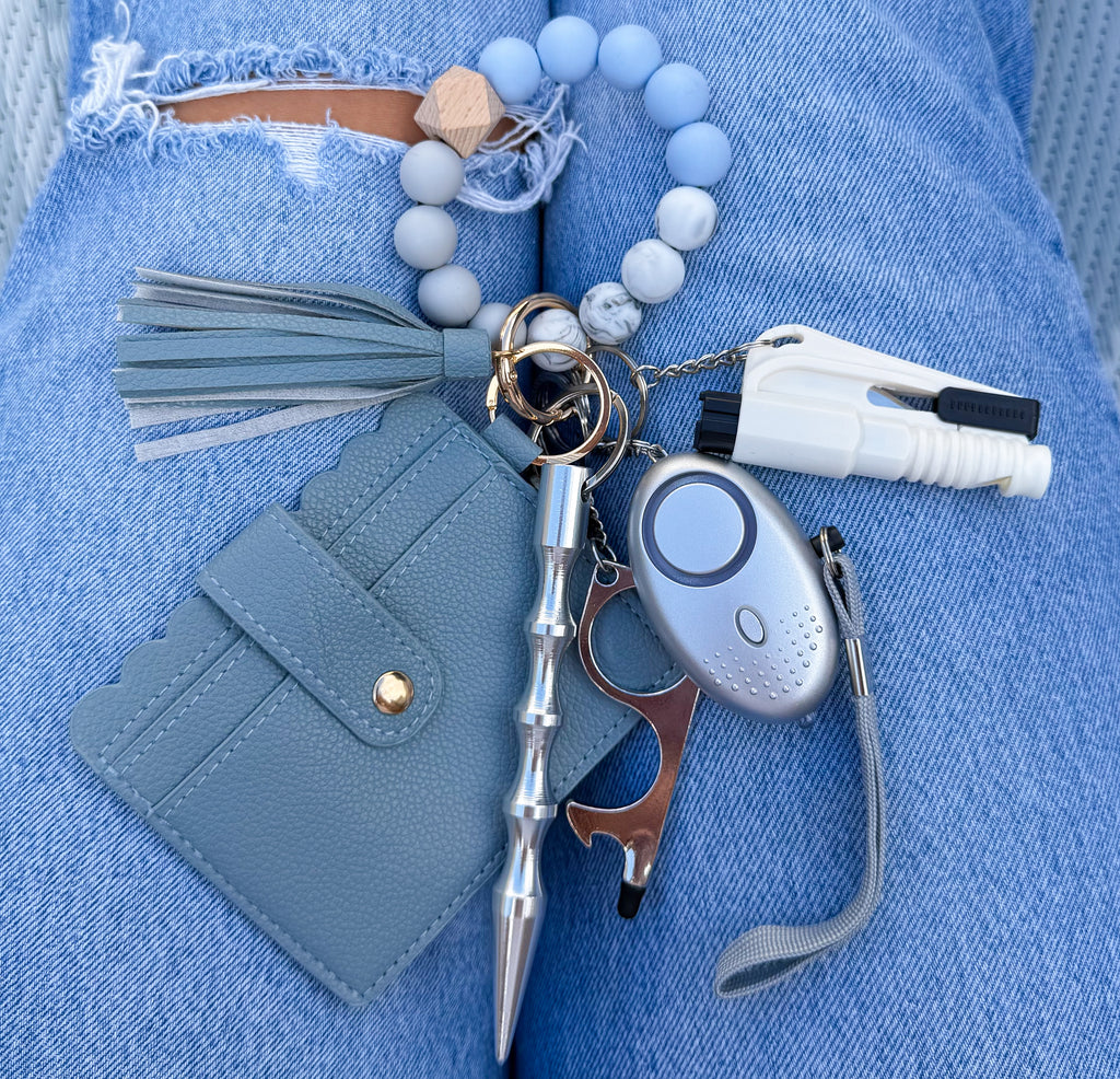 Cartera de cuentas de mezclilla azul