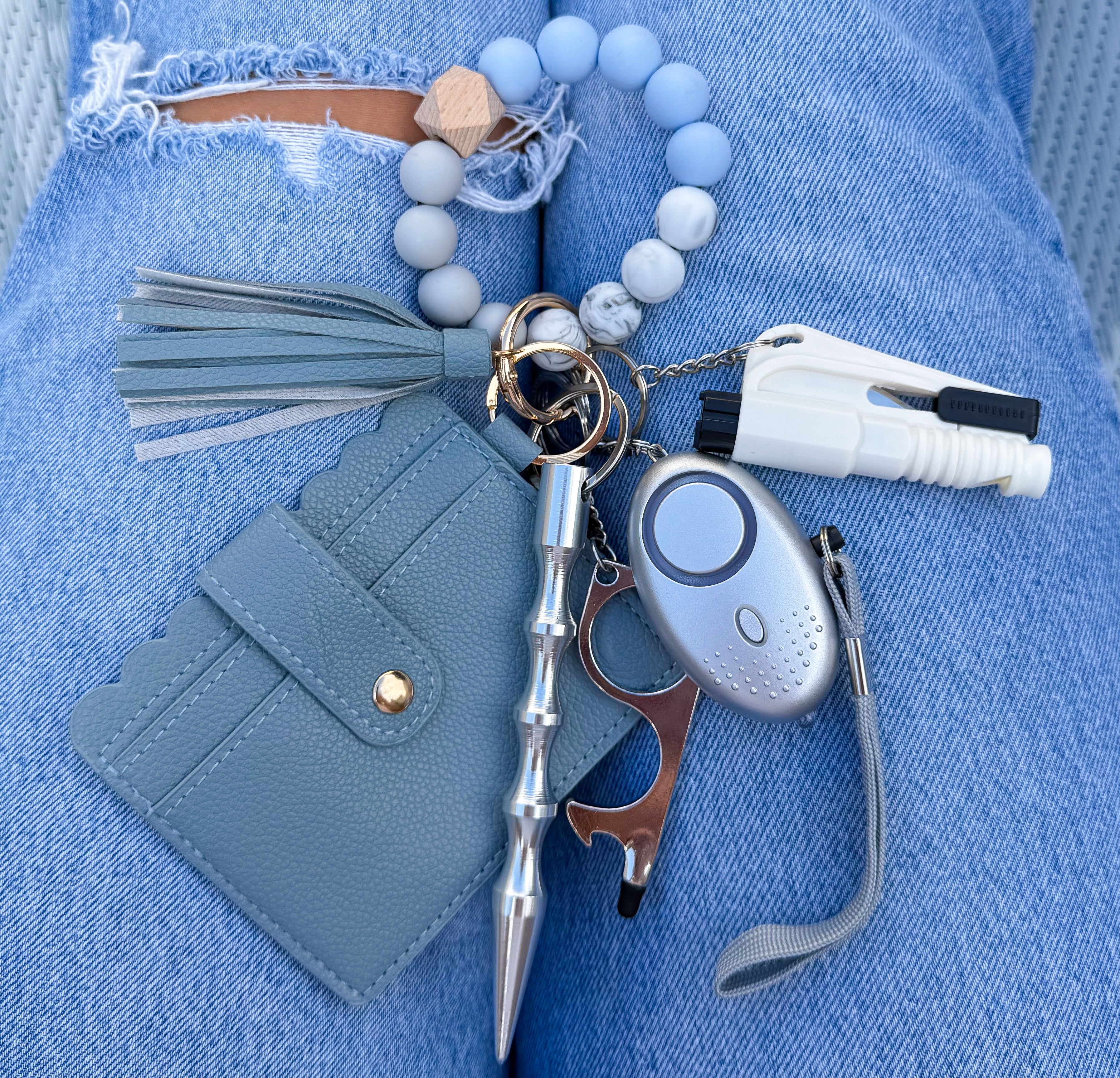 Blue Denim Beaded Wallet