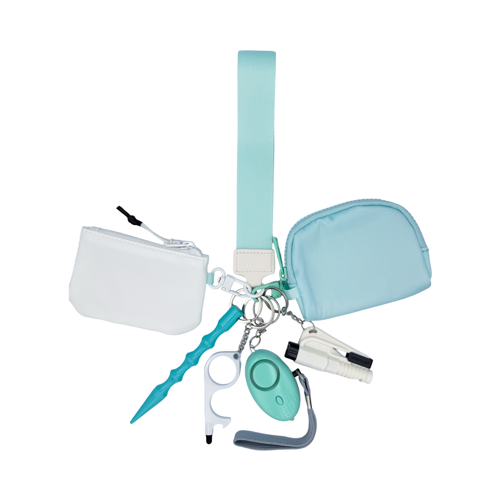 Dual Pouch in Mint & White
