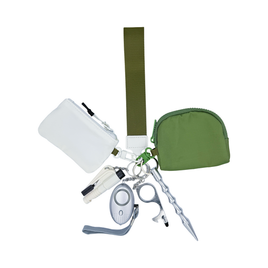 Dual Pouch in Sage Green & White